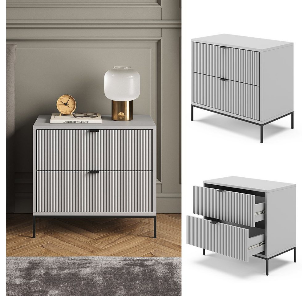 Vicco Nachtschrank Eliza, Grau, 66 x 60 cm (1-St) – Bild 3 von 5