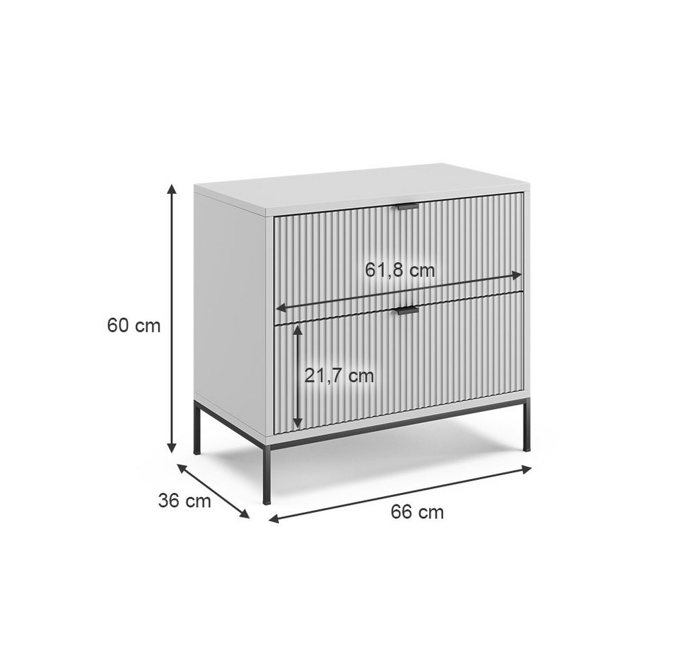 Vicco Nachtschrank Eliza, Grau, 66 x 60 cm (1-St) – Bild 4 von 5