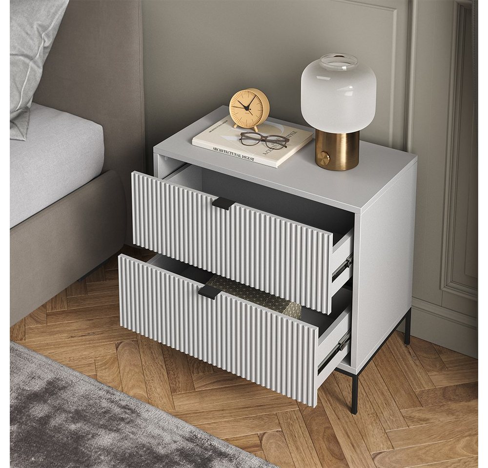 Vicco Nachtschrank Eliza, Grau, 66 x 60 cm (1-St) – Bild 5 von 5