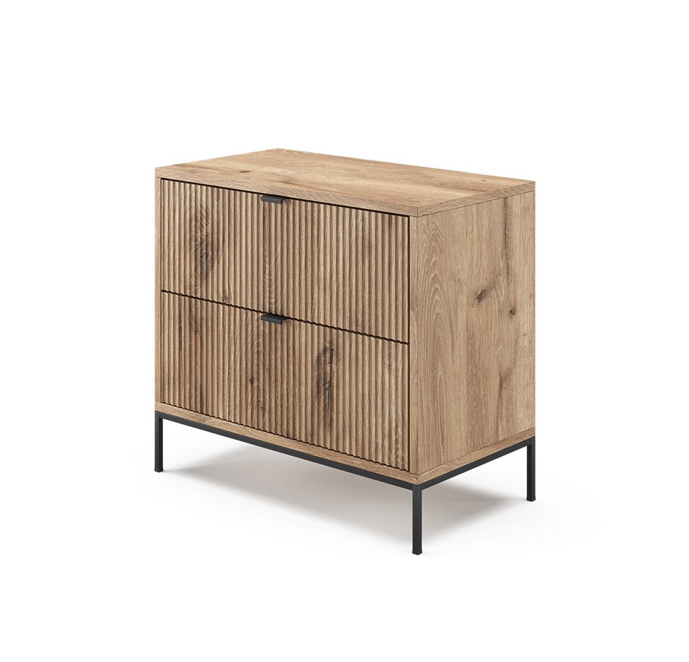 Vicco Nachtschrank Eliza, Viking Oak, 66 x 60 cm mit 2 Schubladen (1-St) – Bild 2 von 5