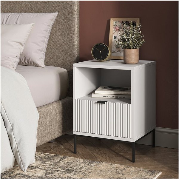 Vicco Nachtschrank Eliza, Weiß, 40 x 55 cm mit 1 Schublade (1-St)