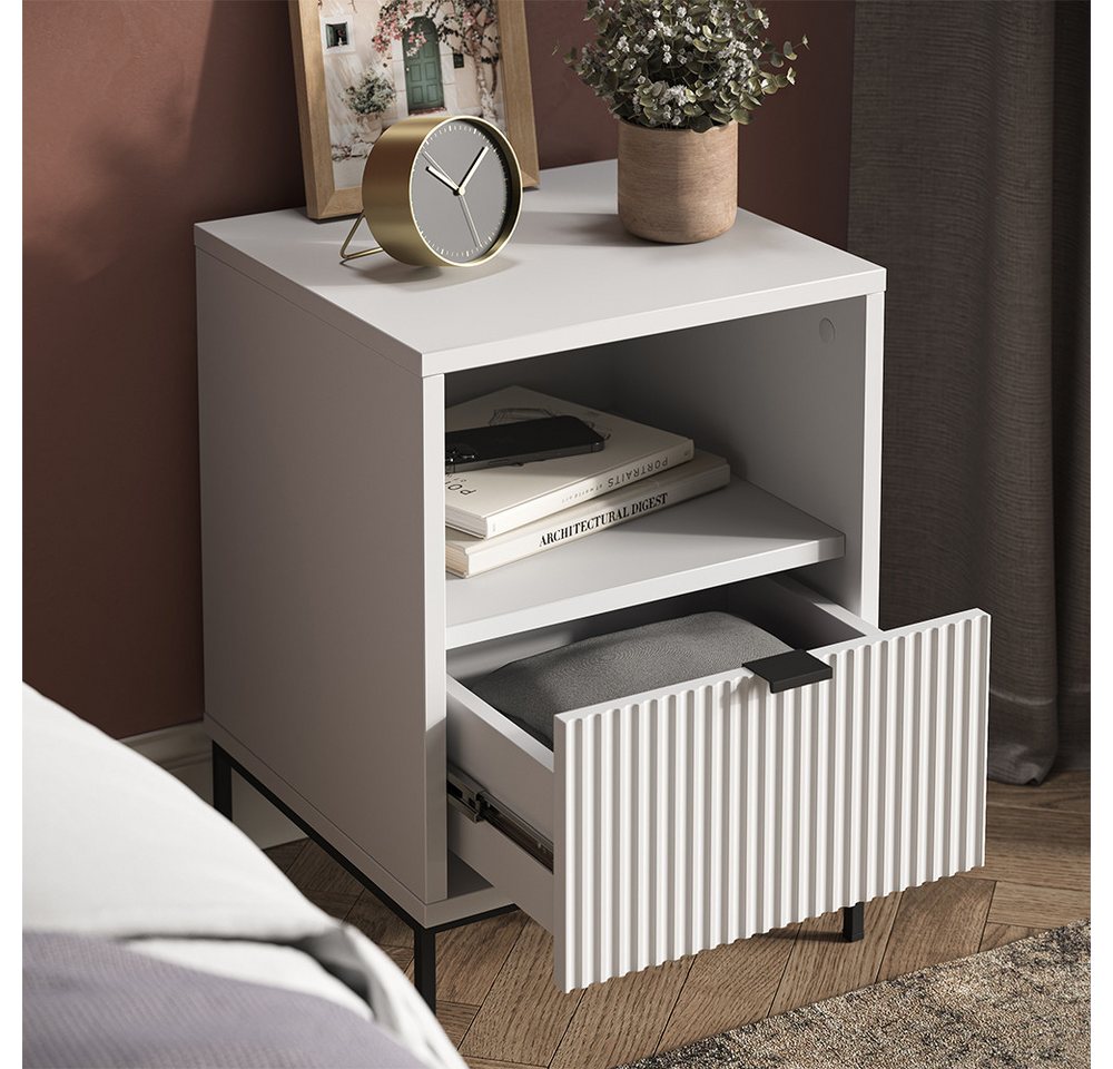 Vicco Nachtschrank Eliza, Weiß, 40 x 55 cm mit 1 Schublade (1-St) – Bild 4 von 5
