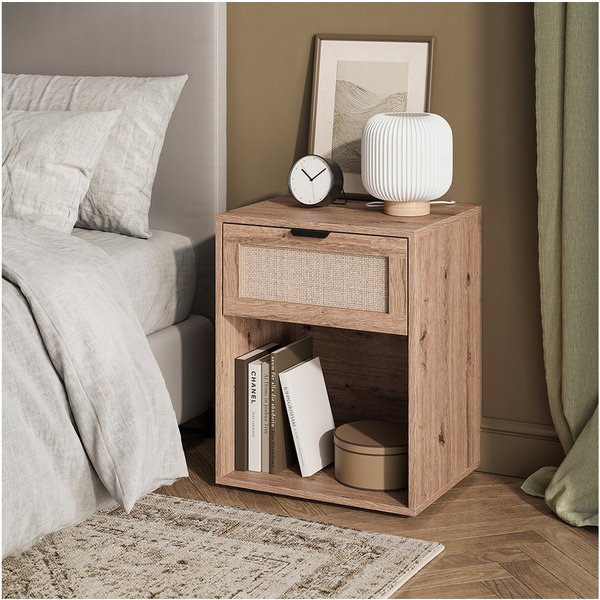 Vicco Nachtschrank Elven, Eiche, 47 x 60 cm mit 1 Schublade (1-St)