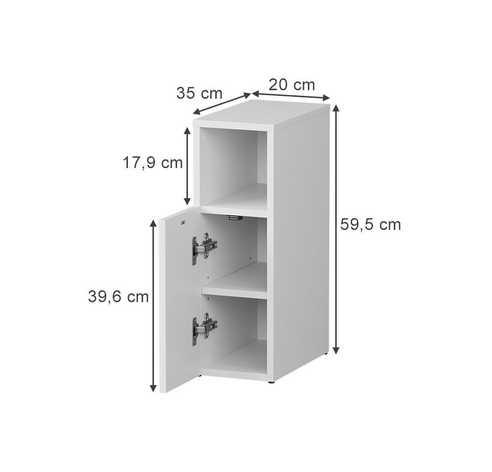 Vicco Nachtschrank Enton, Weiß, 20 x 59.5 cm mit 1 Tür (1-St) – Bild 3 von 5
