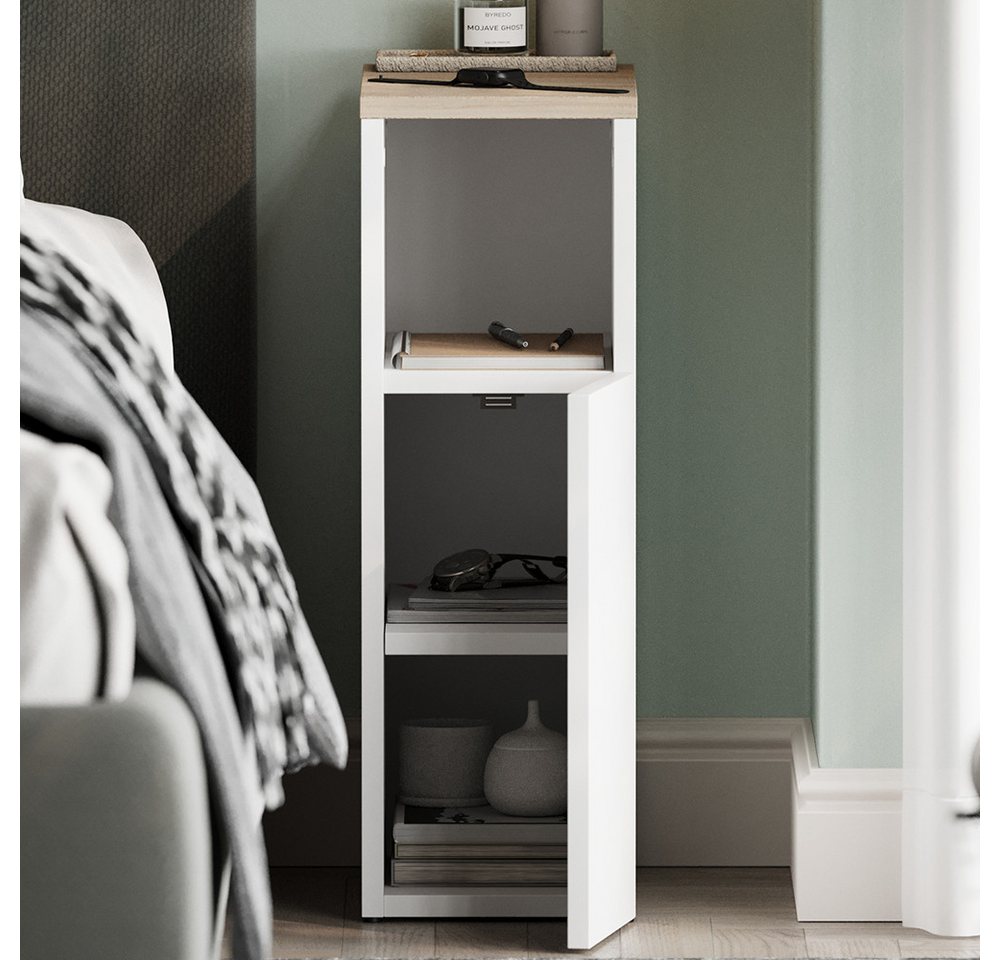 Vicco Nachtschrank Enton, Weiß/Sonoma, 20 x 59.5 cm mit 1 Tür (1-St) – Bild 4 von 5