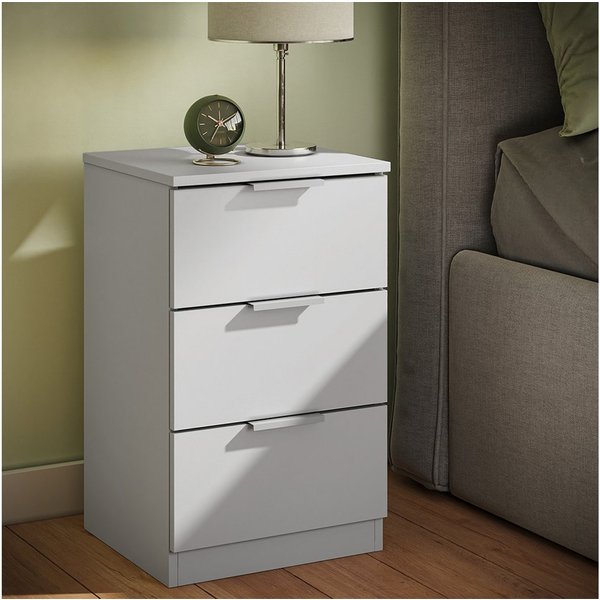 Vicco Nachtschrank Fino, Weiß, 37.6 x 61.8 cm mit 3 Schubladen (1-St)