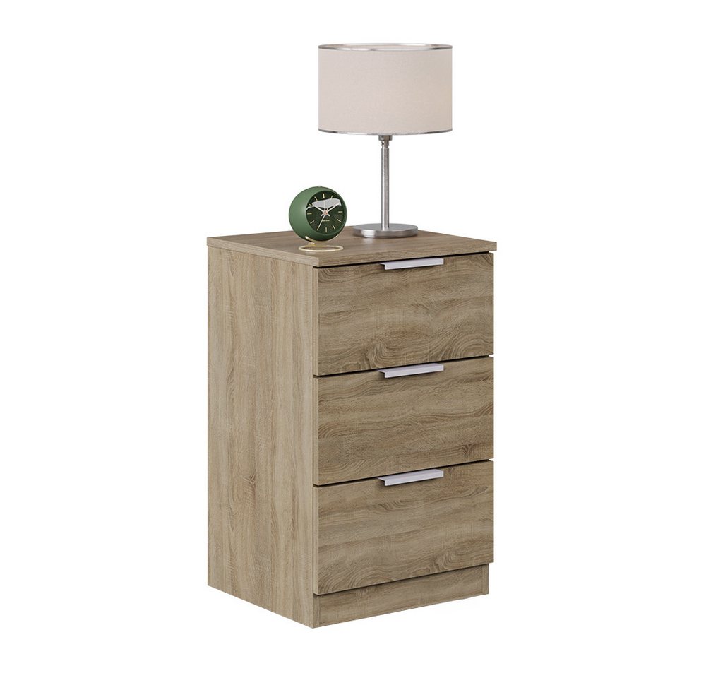 Vicco Nachtschrank Fino, Sonoma, 37.6 x 61.8 cm mit 3 Schubladen (1-St) – Bild 5 von 5