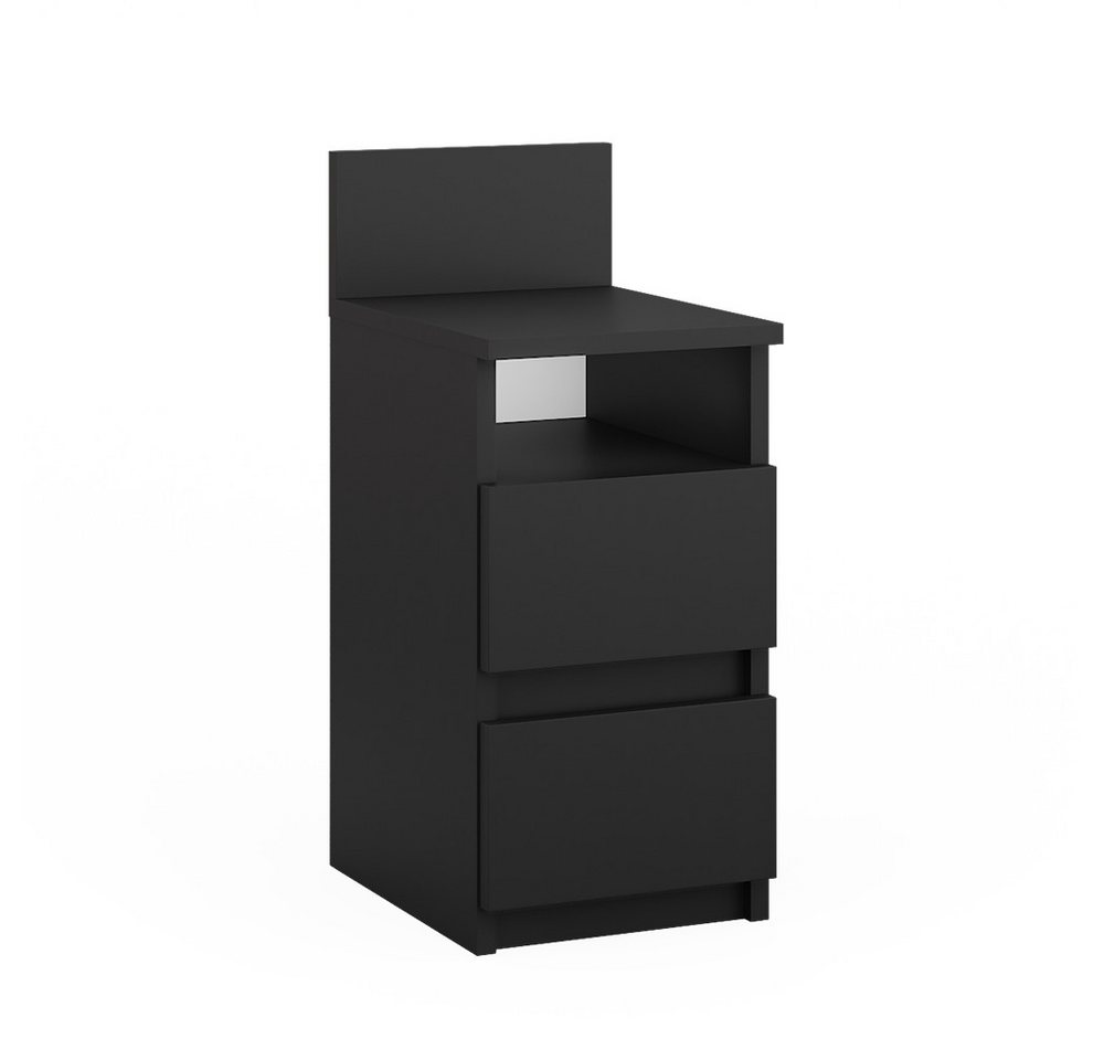 Vicco Nachtschrank Monty, Schwarz, 25 x 59.1 cm mit 2 Schubladen (1-St) – Bild 2 von 5