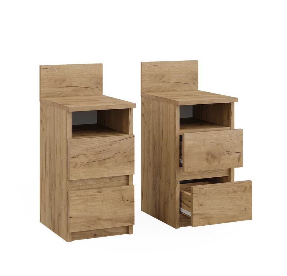 Vicco Nachtschrank Monty, Goldkraft Eiche, 25 x 59.1 cm 2er Set (2-St) – Bild 2 von 5