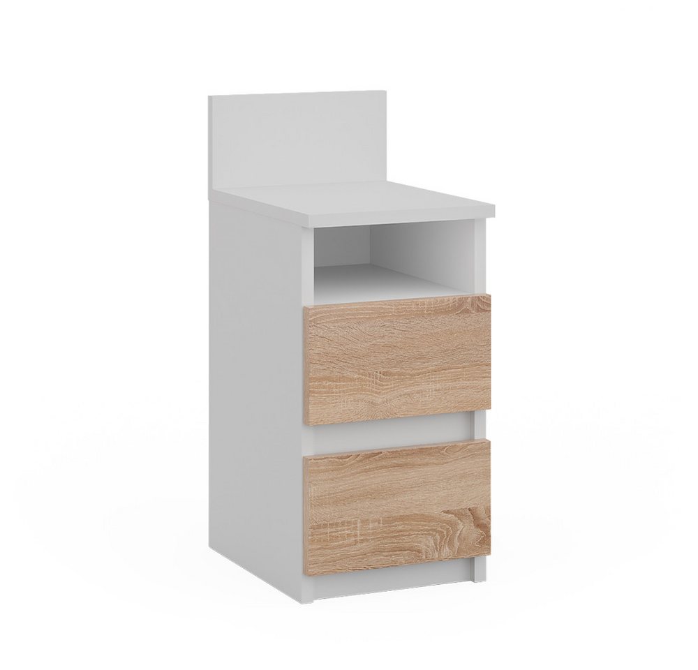 Vicco Nachtschrank Monty, Weiß/Sonoma, 25 x 59.1 cm mit 2 Schubladen (1-St) – Bild 2 von 5