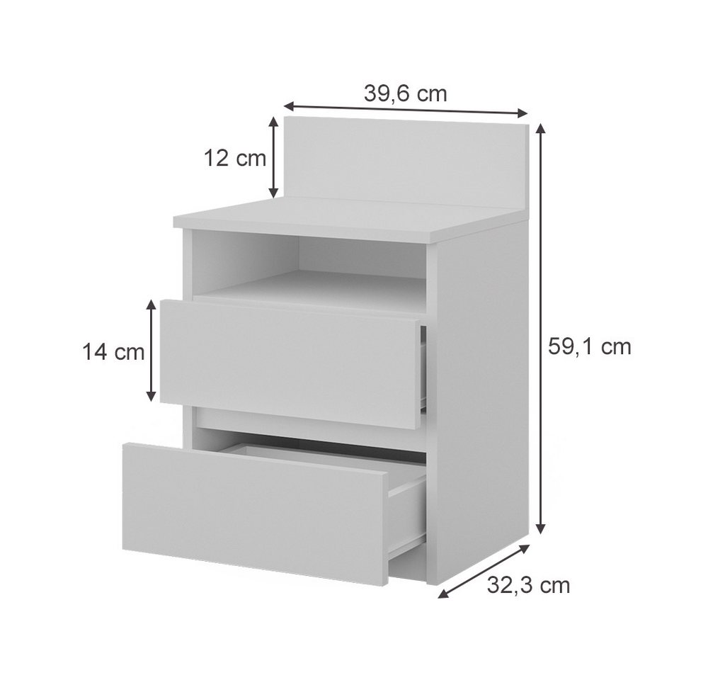 Vicco Nachtschrank Monty, Weiß, 39.6 x 59.1 cm 2er Set (2-St) – Bild 3 von 5