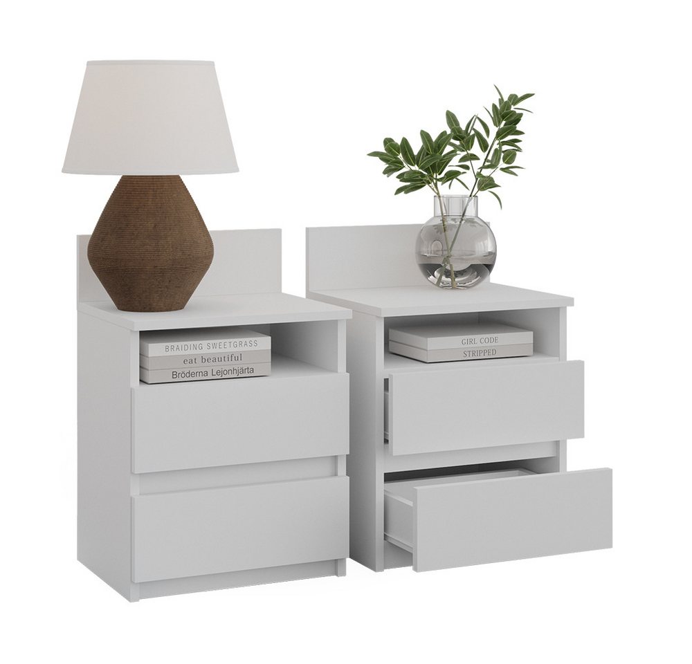 Vicco Nachtschrank Monty, Weiß, 39.6 x 59.1 cm 2er Set (2-St) – Bild 5 von 5