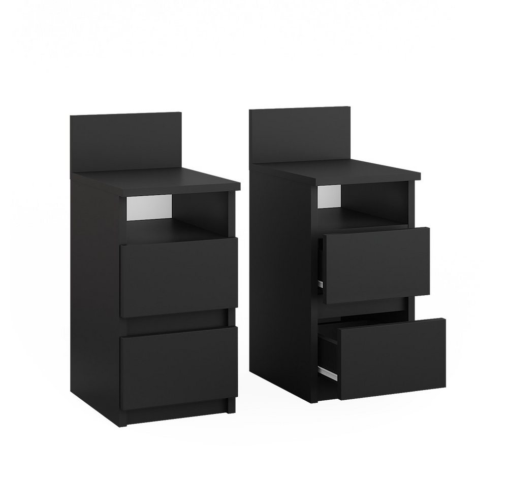 Vicco Nachtschrank Monty, Schwarz, 25 x 59.1 cm 2er Set (2-St) – Bild 2 von 5