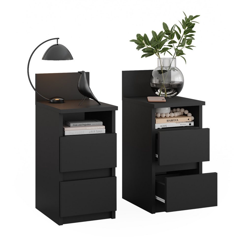 Vicco Nachtschrank Monty, Schwarz, 25 x 59.1 cm 2er Set (2-St) – Bild 5 von 5