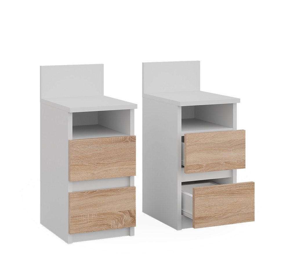 Vicco Nachtschrank Monty, Weiß/Sonoma, 25 x 59.1 cm 2er Set (2-St) – Bild 2 von 5