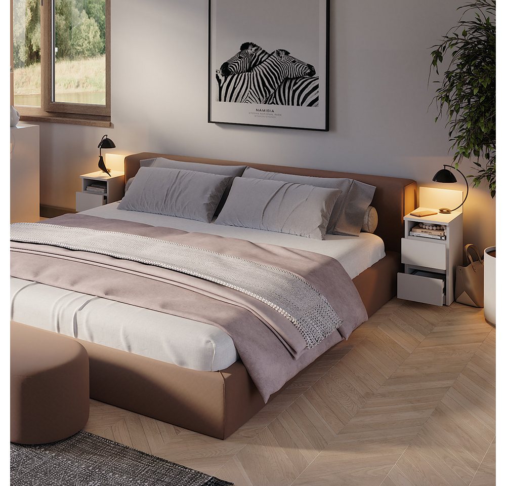 Vicco Nachtschrank Monty, Weiß, 25 x 59.1 cm mit 2 Schubladen (1-St) – Bild 4 von 5