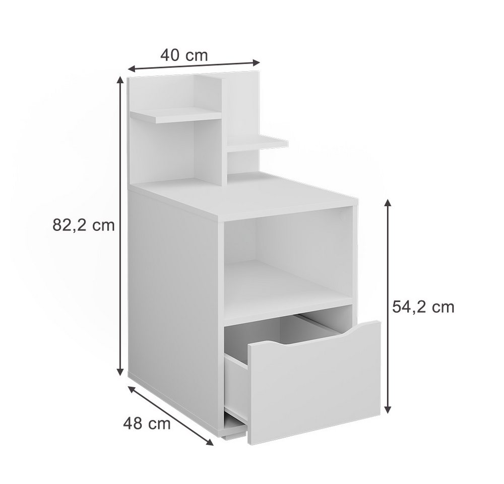 Vicco Nachtschrank Ruben, Weiß, 40 x 82.2 cm mit Schublade (1-St) – Bild 3 von 5