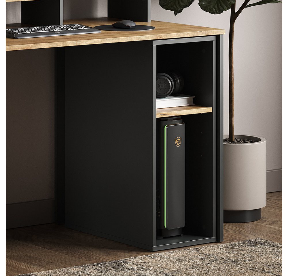Vicco PC-Schrank Tomy, Anthrazit/Goldkraft Eiche, 28.5 x 50 cm,2 Fächer (1 St) – Bild 4 von 5