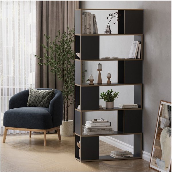 Vicco Raumteiler Eneos, Anthrazit/Eiche, 80 x 186 cm, 1-tlg.