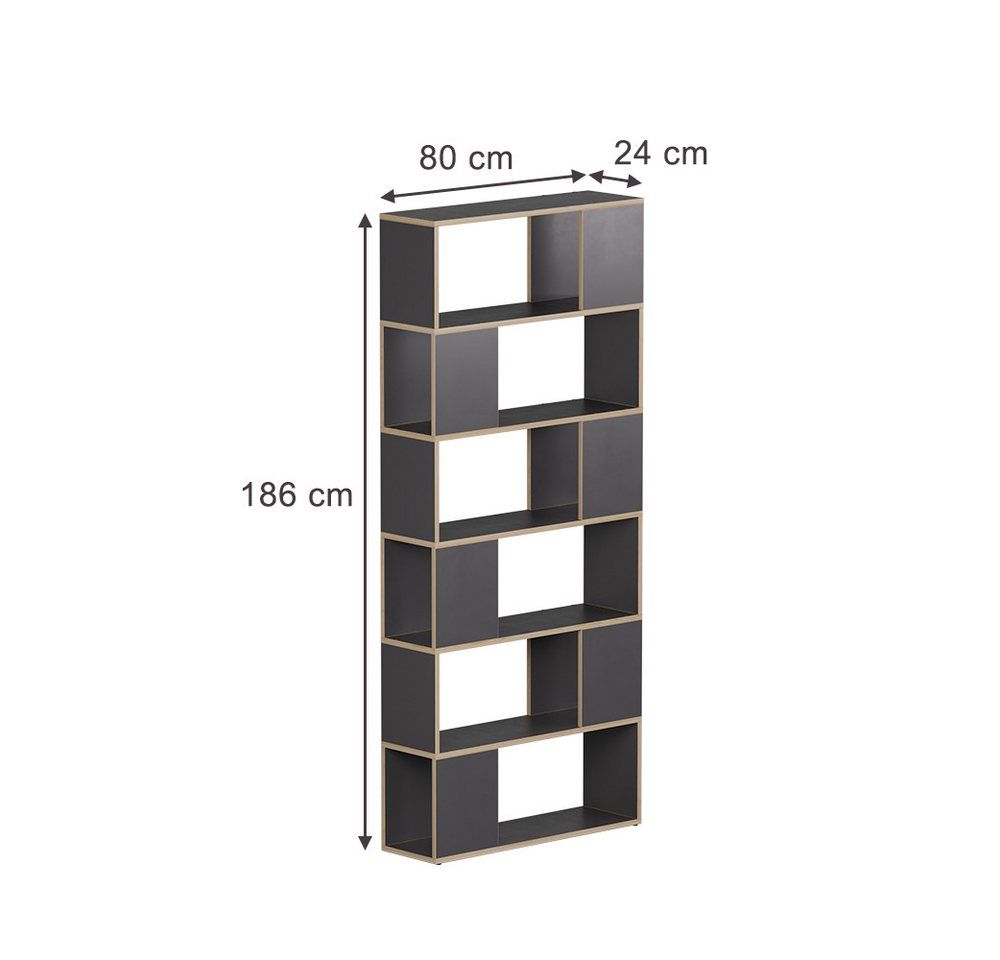 Vicco Raumteiler Eneos, Anthrazit/Eiche, 80 x 186 cm, 1-tlg. – Bild 3 von 5