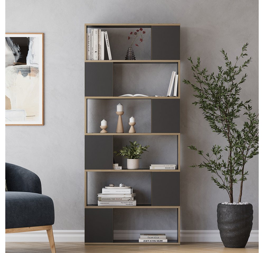 Vicco Raumteiler Eneos, Anthrazit/Eiche, 80 x 186 cm, 1-tlg. – Bild 5 von 5