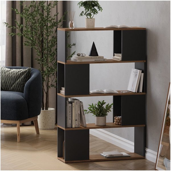 Vicco Raumteiler Eneos, Anthrazit/Goldkraft Eiche, 80 x 124.5 cm, 1-tlg.