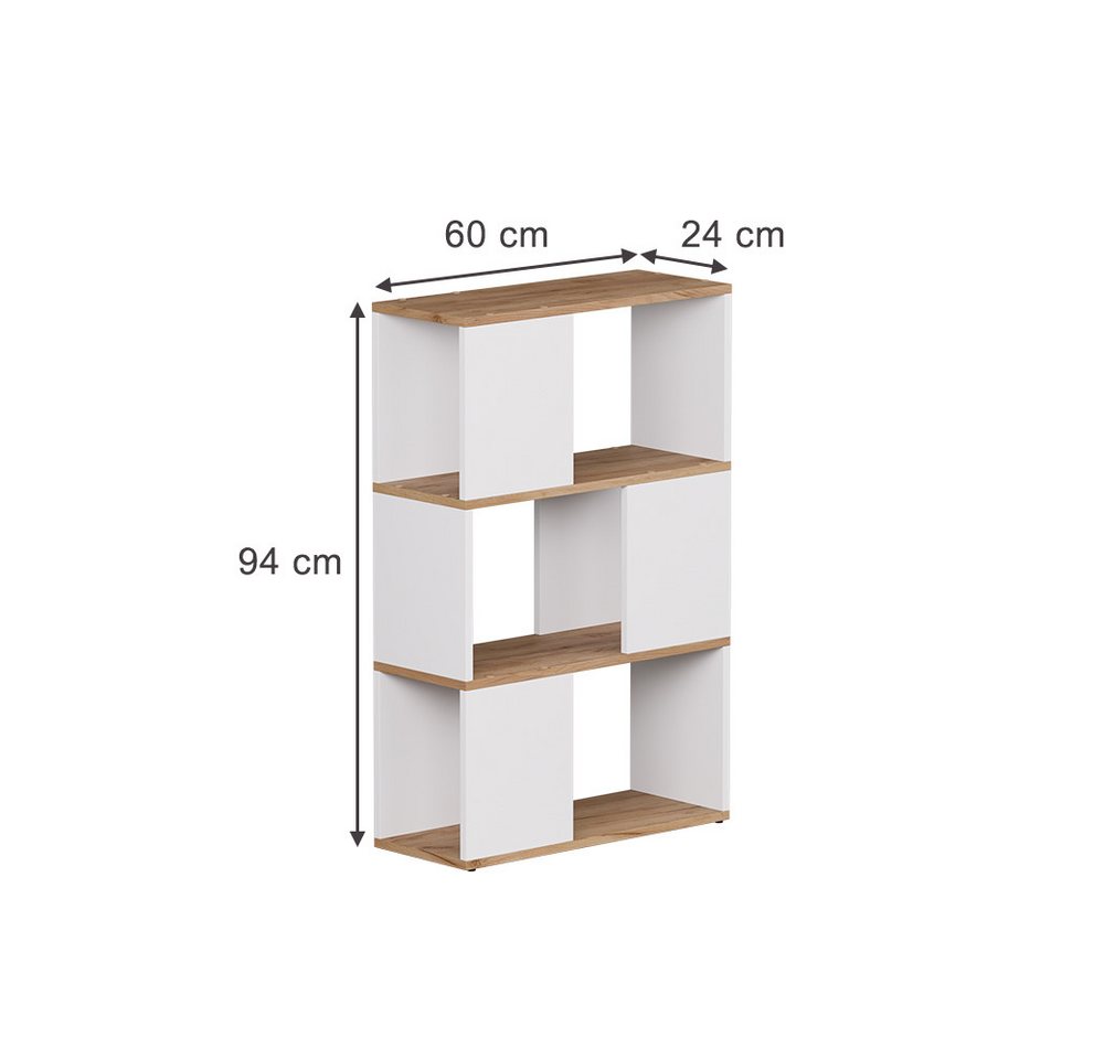 Vicco Raumteiler Eneos, Weiß/Goldkraft Eiche, 60 x 94 cm, 1-tlg. – Bild 3 von 5