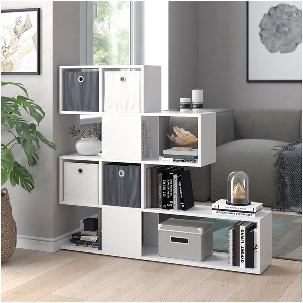Vicco Raumteiler Hylda, Weiß, 124.4 x 113 cm mit 4 Faltboxen, 1-tlg.