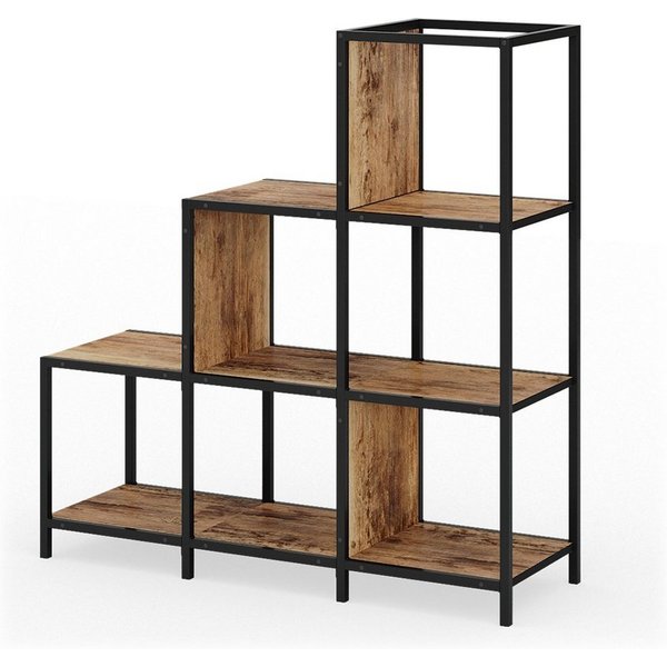 Vicco Raumteilerregal Fyrk, Eiche rustikal/Schwarz, 90 x 92 cm, 1-tlg.