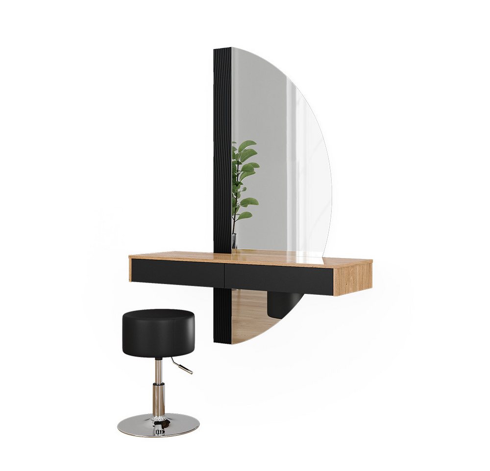 Vicco Schminktisch Melisa, Schwarz, 120 cm mit LED-Spiegel und Hocker (2-St) – Bild 3 von 5