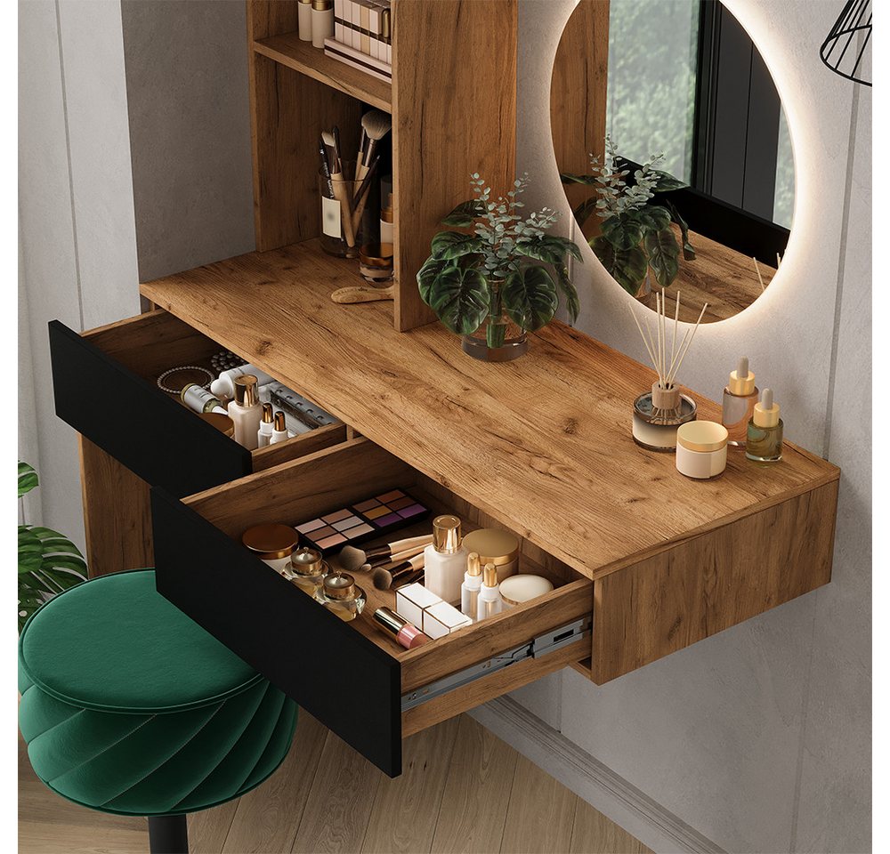 Vicco Schminktisch Melora, Eiche/Schwarz, 100 cm ohne Spiegel (1-St) – Bild 5 von 5