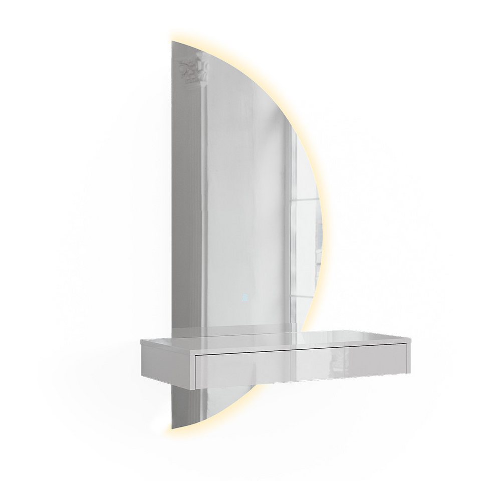 Vicco Schminktisch Sherry, Weiß Hochglanz, 81.4 cm mit LED-Spiegel (2-St) – Bild 3 von 5