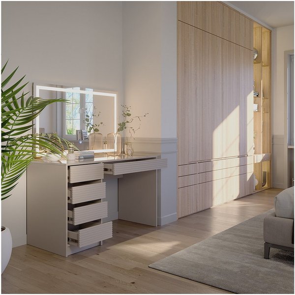 Vicco Schminktisch Sherry, Cashmere, 120 cm mit LED-Spiegel (2-St)