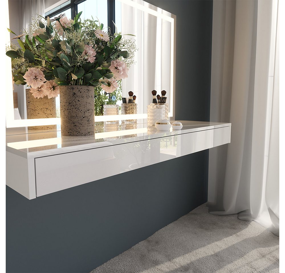 Vicco Schminktisch Sherry, Weiß, 120 cm mit LED-Spiegel (2-St) – Bild 4 von 5