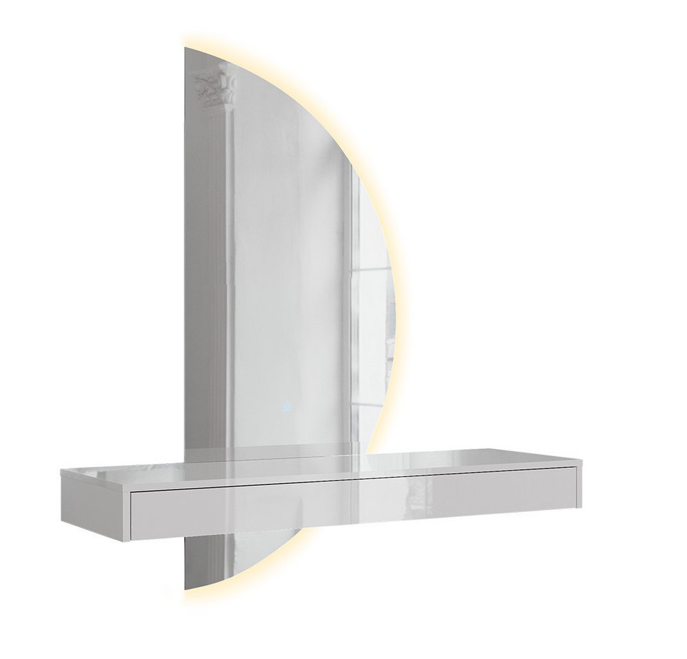 Vicco Schminktisch Sherry, Weiß Hochglanz, 120 cm mit LED-Spiegel (2-St) – Bild 3 von 5