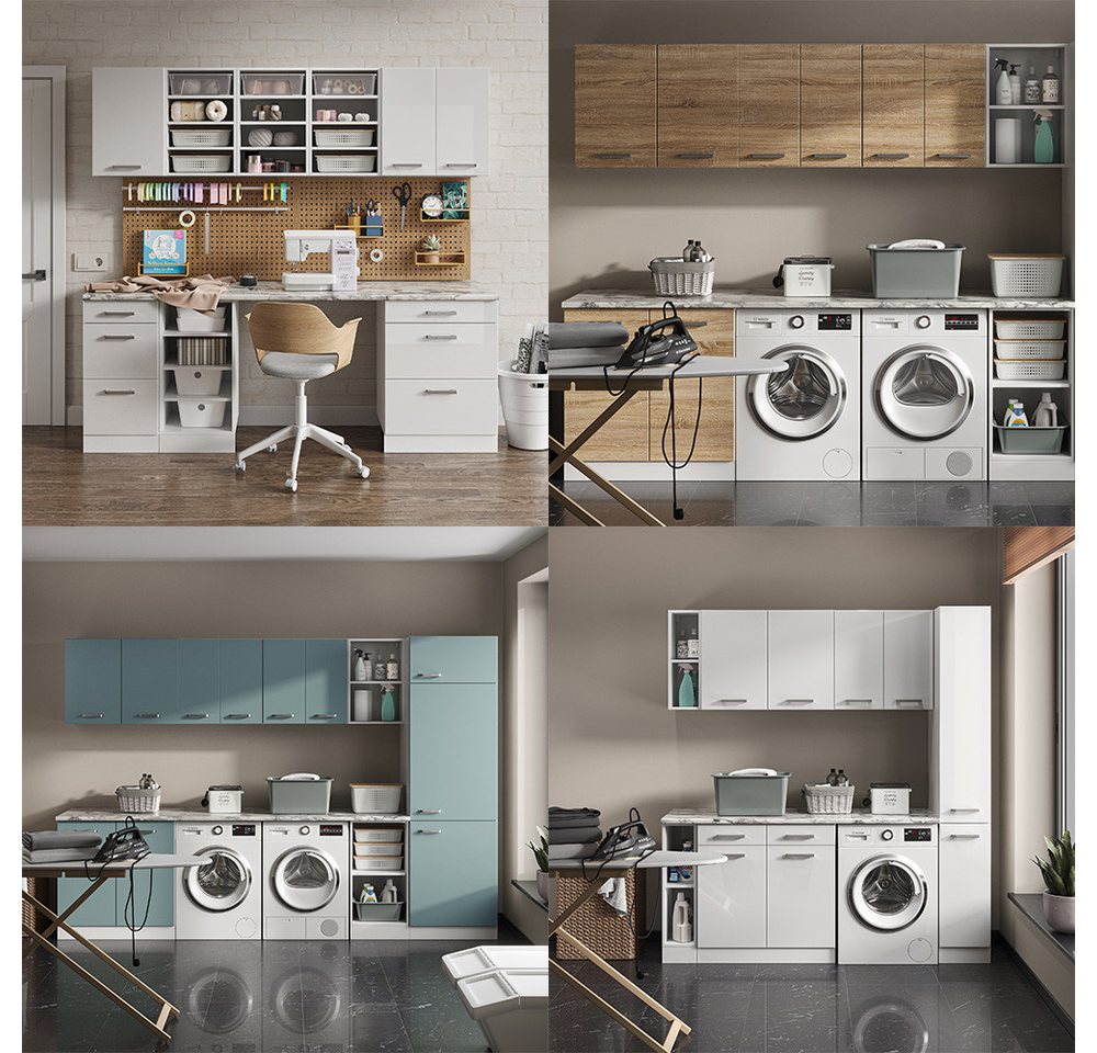 Vicco Schranksystem R-Line, Weiß Hochglanz/Weiß, 60 cm mit Türen, ohne Arbeitsplatte – Bild 4 von 5