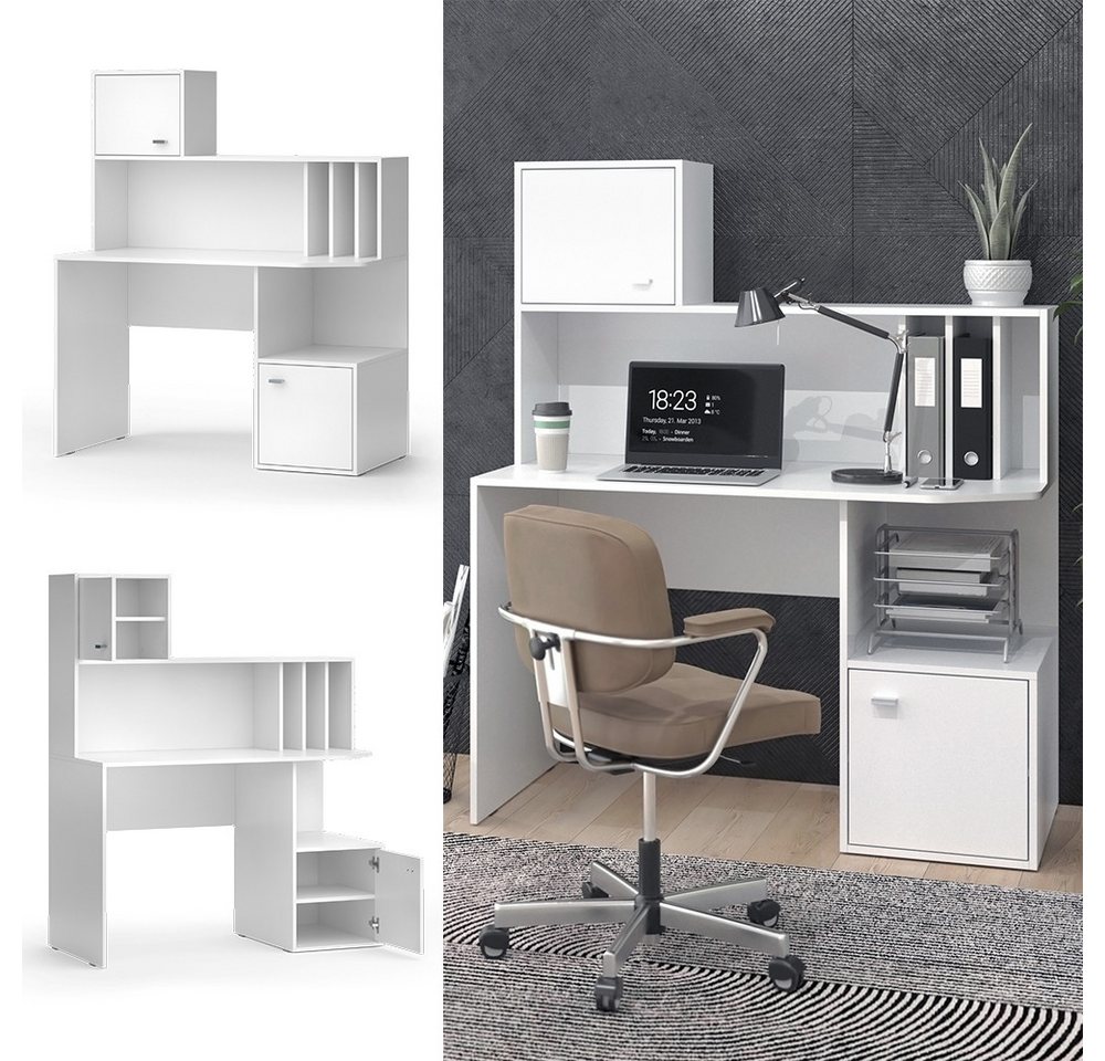 Vicco Schreibtisch Alwin, Weiß, 115 x 55 cm mit 2 Türen (1-St) – Bild 2 von 5