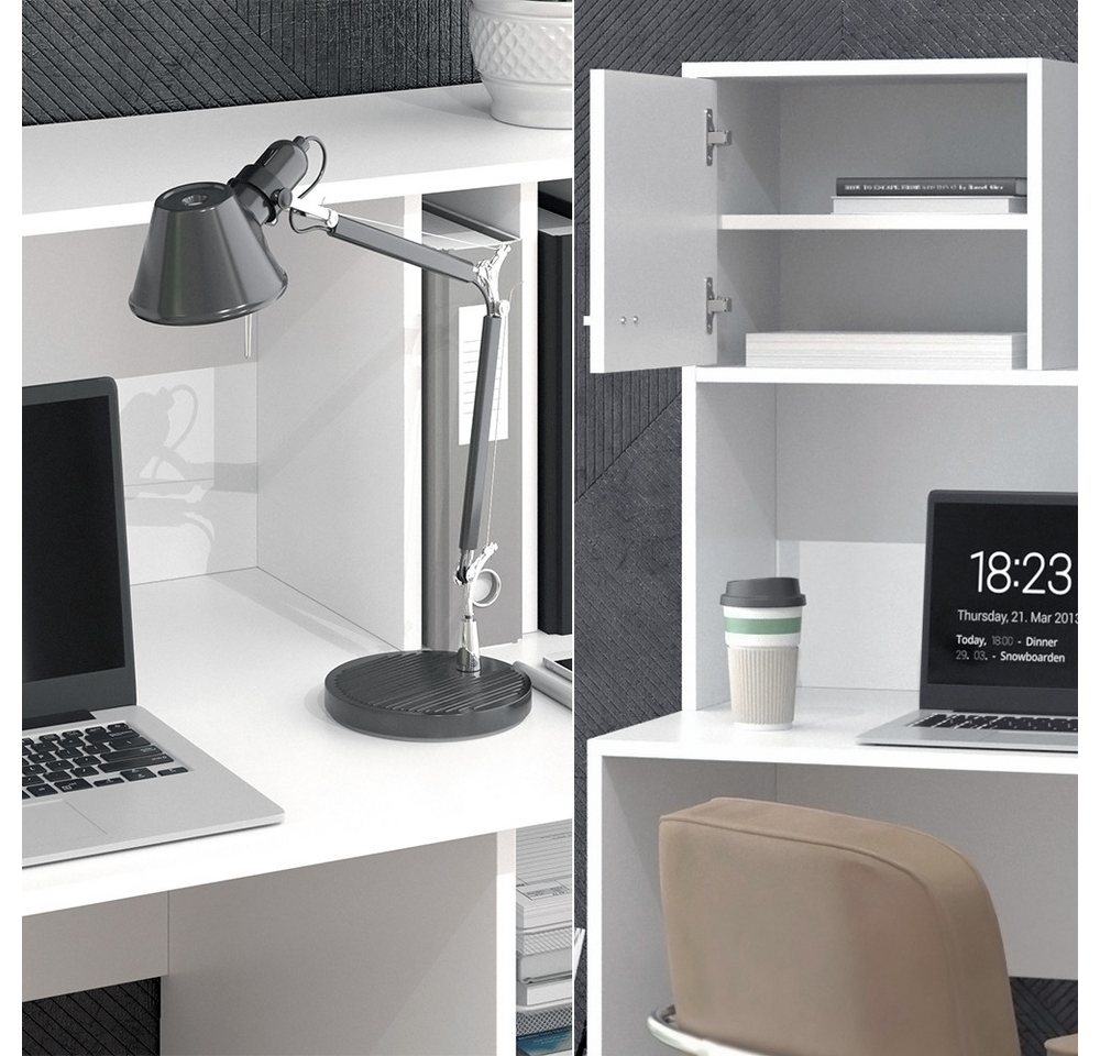 Vicco Schreibtisch Alwin, Weiß, 115 x 55 cm mit 2 Türen (1-St) – Bild 5 von 5