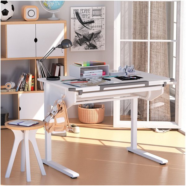 Vicco Schreibtisch Arc, Weiß, 108 x 68 cm höhenverstellbar (1-St)