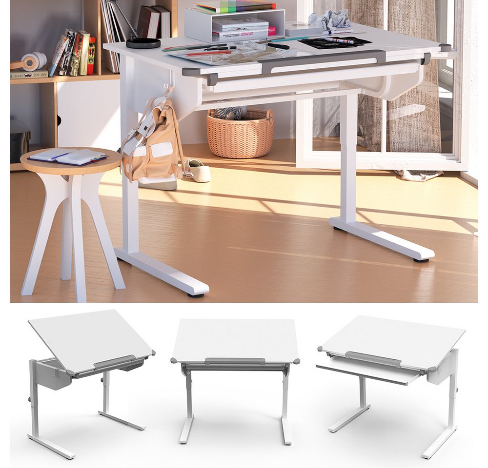 Vicco Schreibtisch Arc, Weiß, 108 x 68 cm höhenverstellbar (1-St) – Bild 2 von 5