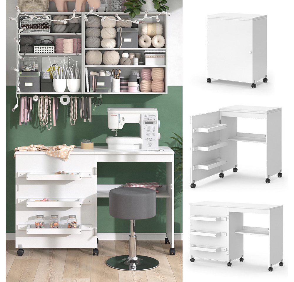 Vicco Schreibtisch Carmen, Weiß, 118.5 x 79.5 cm mit 3 Regalen (1-St) – Bild 2 von 5