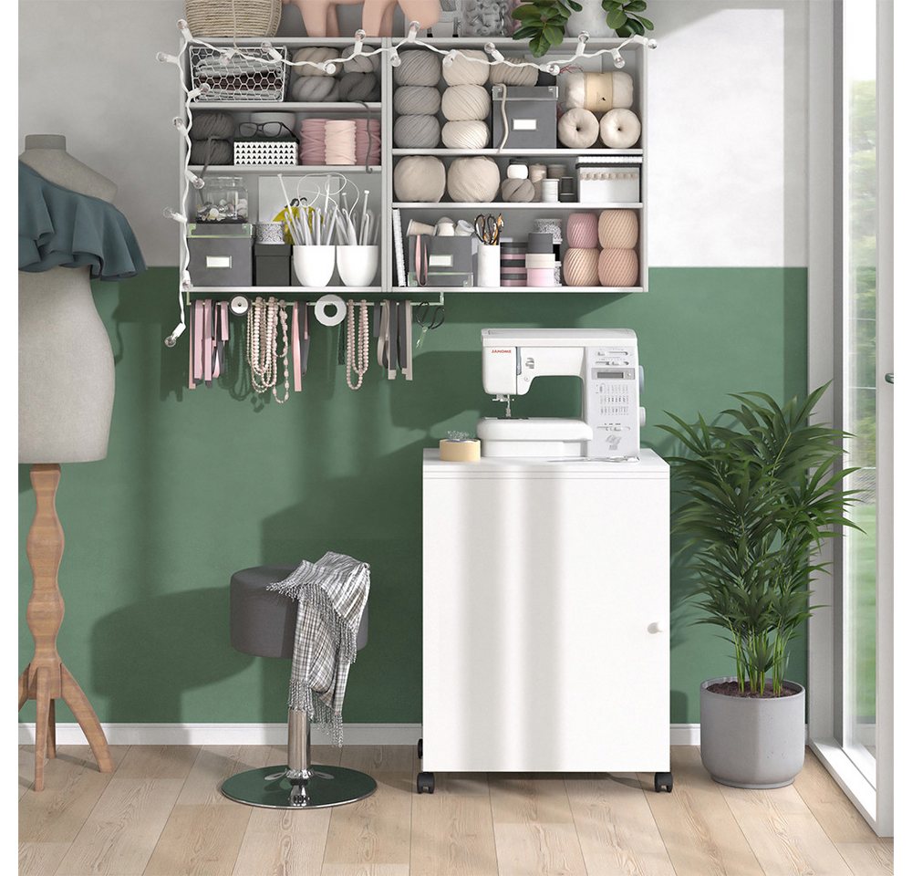 Vicco Schreibtisch Carmen, Weiß, 118.5 x 79.5 cm mit 3 Regalen (1-St) – Bild 4 von 5