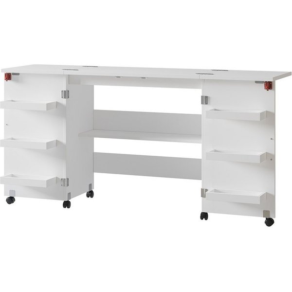 Vicco Schreibtisch Carmen, Weiß, 160 x 80.2 cm mit 6 Regalfächer (1-St)
