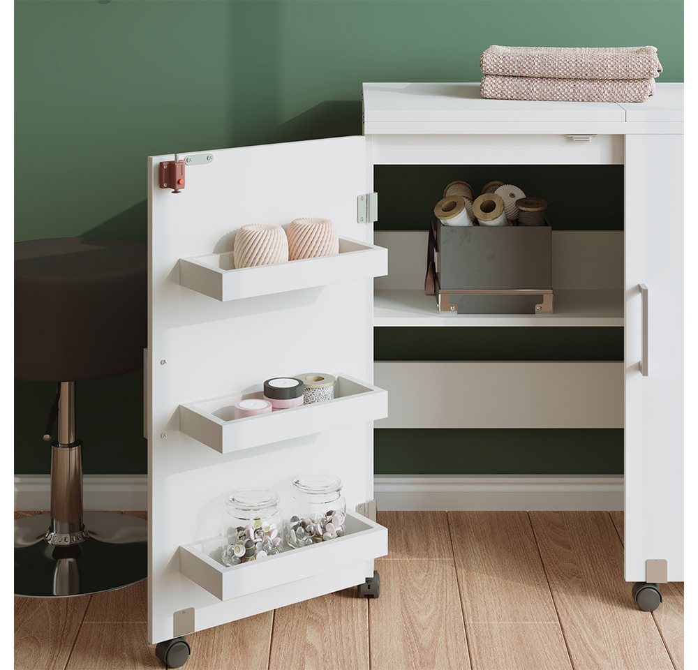 Vicco Schreibtisch Carmen, Weiß, 160 x 80.2 cm mit 6 Regalfächer (1-St) – Bild 4 von 5