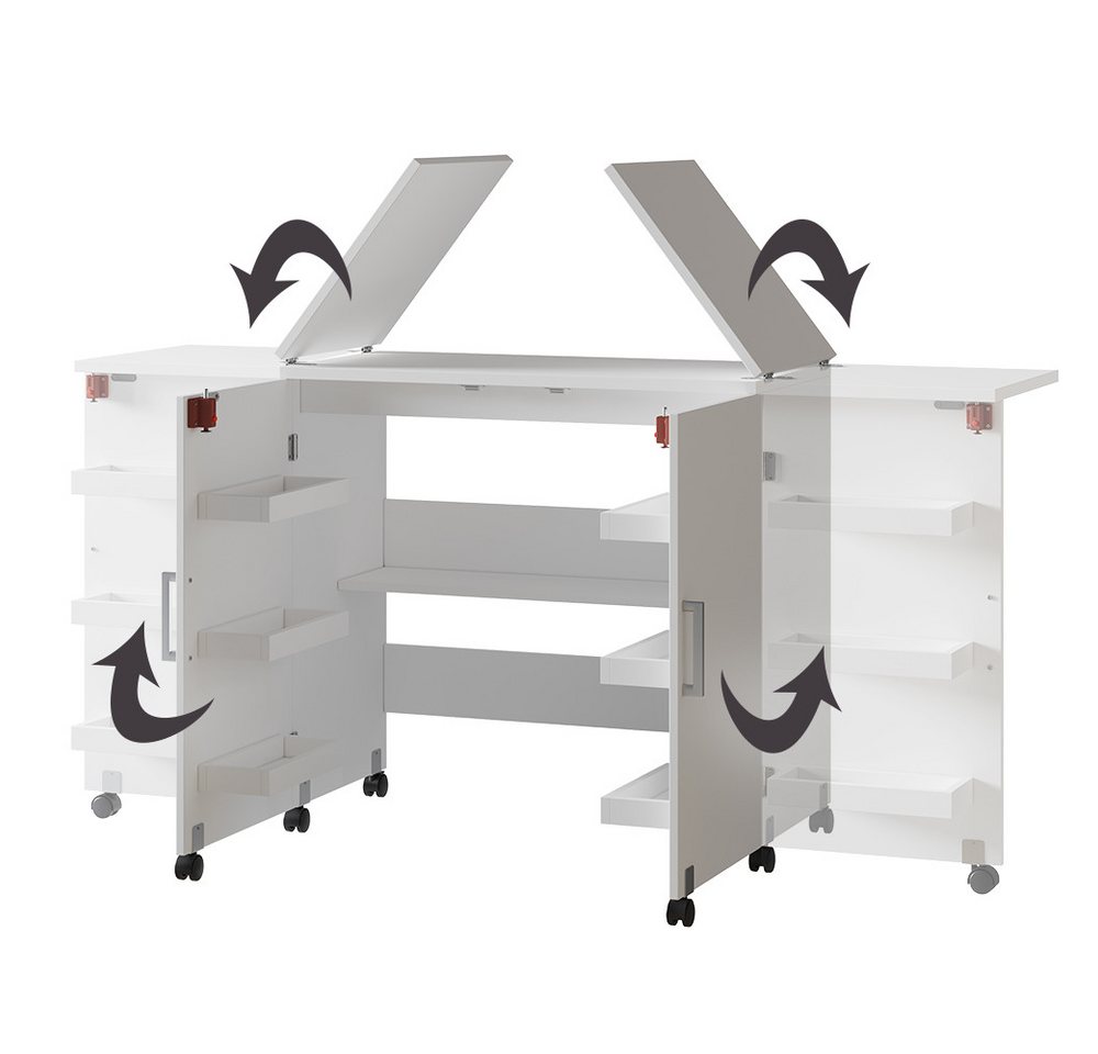 Vicco Schreibtisch Carmen, Weiß, 160 x 80.2 cm mit 6 Regalfächer (1-St) – Bild 5 von 5