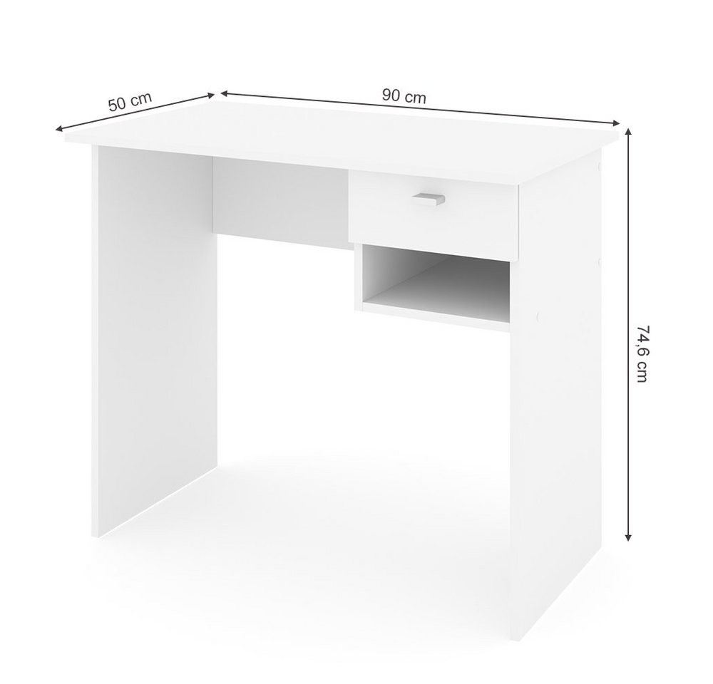 Vicco Schreibtisch Colin, Weiß, 90 x 50 cm (1-St) – Bild 4 von 5