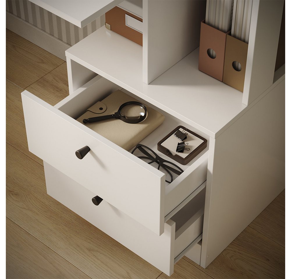 Vicco Schreibtisch Denton, Weiß, 136 x 55 cm (1-St) – Bild 4 von 5