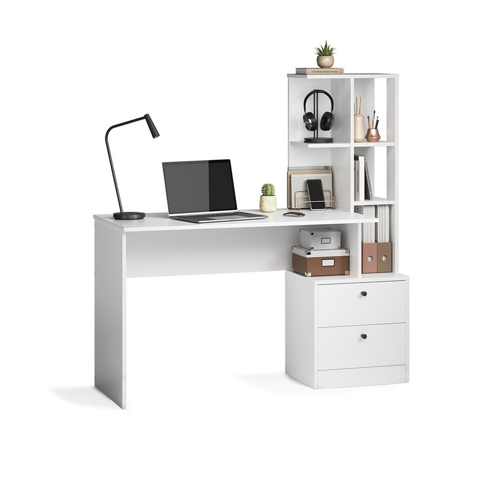 Vicco Schreibtisch Denton, Weiß, 136 x 55 cm (1-St) – Bild 5 von 5