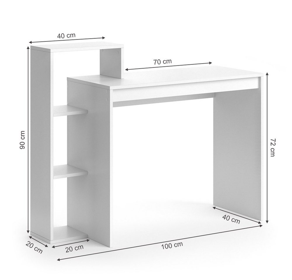Vicco Schreibtisch Leo, Weiß, 110 x 40 cm (1-St), verstellbar – Bild 3 von 5