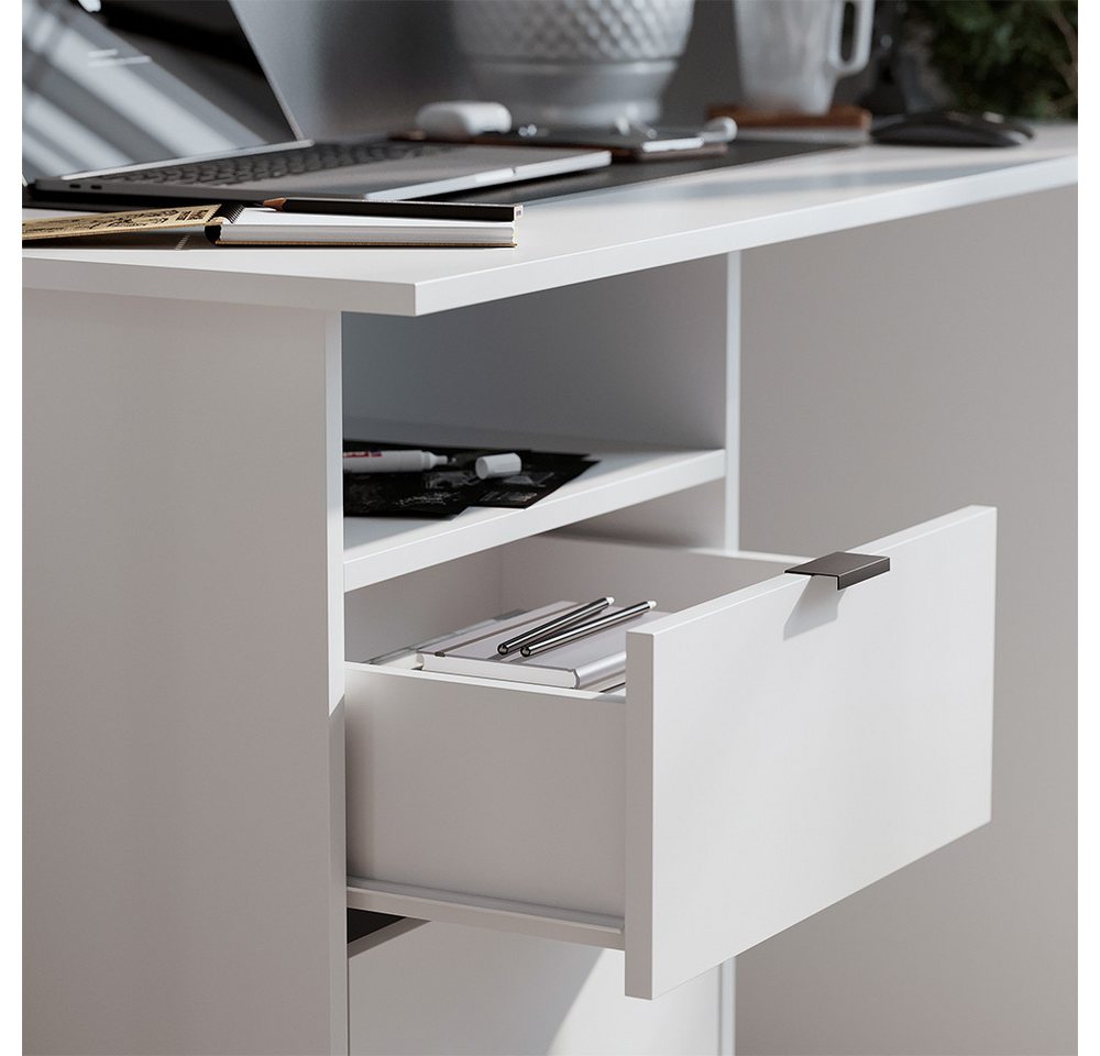 Vicco Schreibtisch Meiko, Weiß, 105 x 50 cm mit Schubladen (1-St) – Bild 4 von 5